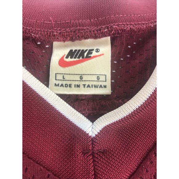 Vintage 90s Nike Men's Pullover Shirt Large Dri-fit Mesh V-Neck Red Maroon 56323 - Picture 8 of 14